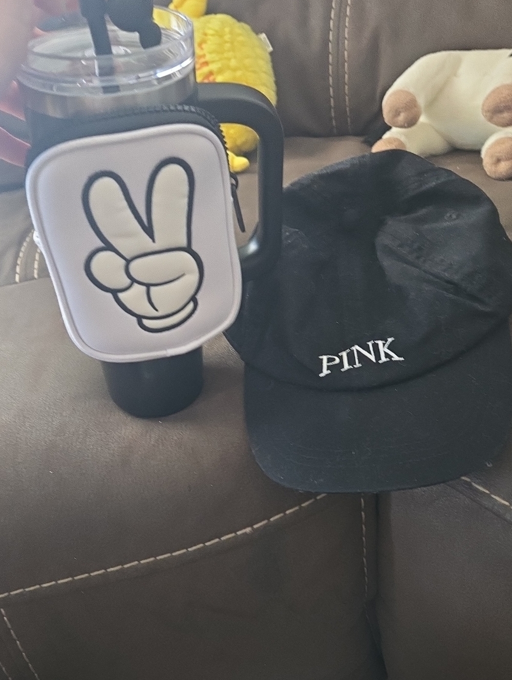PINK Victoria's Secret Black Kids Cap with White Embroidered Logo